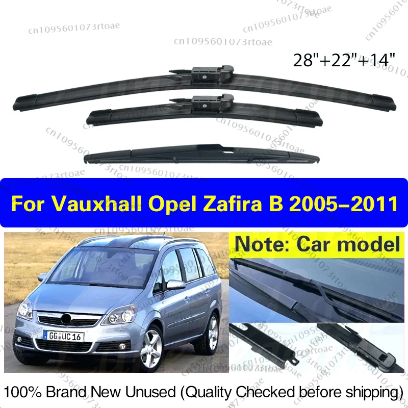 

3 шт. для Vauxhall Opel Zafira B 2005-2011 передние и задние щетки стеклоочистителя из мягкой резины, щетки для лобового стекла 28 "+ 22" + 14"