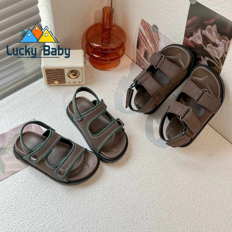 

Детские пляжные сандалии для мальчиков и девочек, летняя уличная нескользящая детская обувь на мягкой подошве, повседневные сандалии на плоской подошве с открытым носком для малышей сандали
