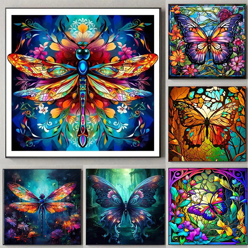 5D DIY Diamond Painting Insects Dragonflies And Butterflies Full Drills Mosaic Embroidery Cross Stitch Poster Home Decor