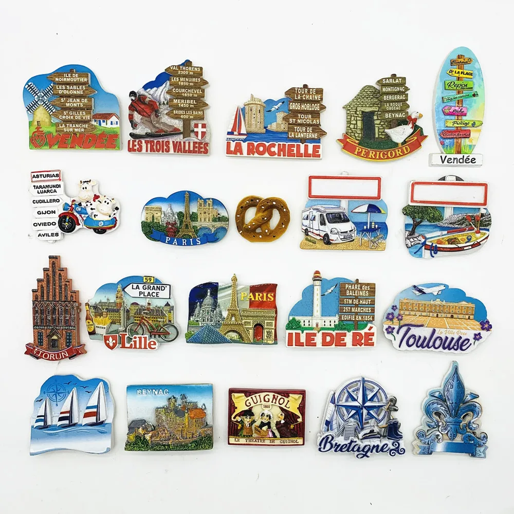 Europa Frankreich 3D Kühlschrankmagnet Touristensouvenirs Kühlschrank Magnetische Aufkleber Reisekollektion Geschenk