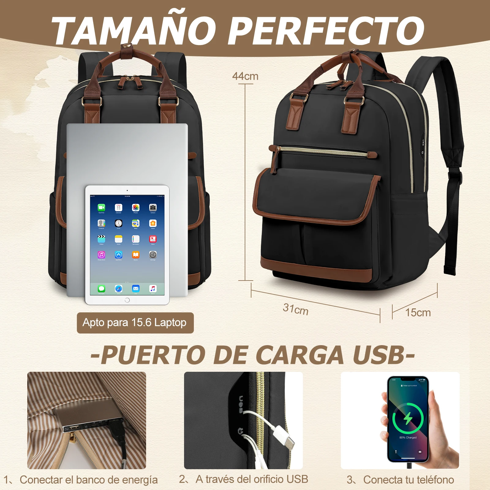 Mochila para ordenador portátil SDYSM para mujeres y hombres Mochila para computadora de negocios de 15,6 pulgadas Mochila informal de gran capacidad para viajes