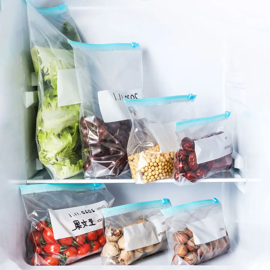 Bolsa sellada para conservación de alimentos para el hogar, refrigerador de cocina, congelador con cerradura deslizante de sellado, bolsa de almacenamiento con cremallera gruesa