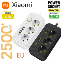 Xiaomi 5m EU Plug Multitap Socket Extension Cord Electrical Power Strip With USB Type C Fast Charging Network Filter Adapter