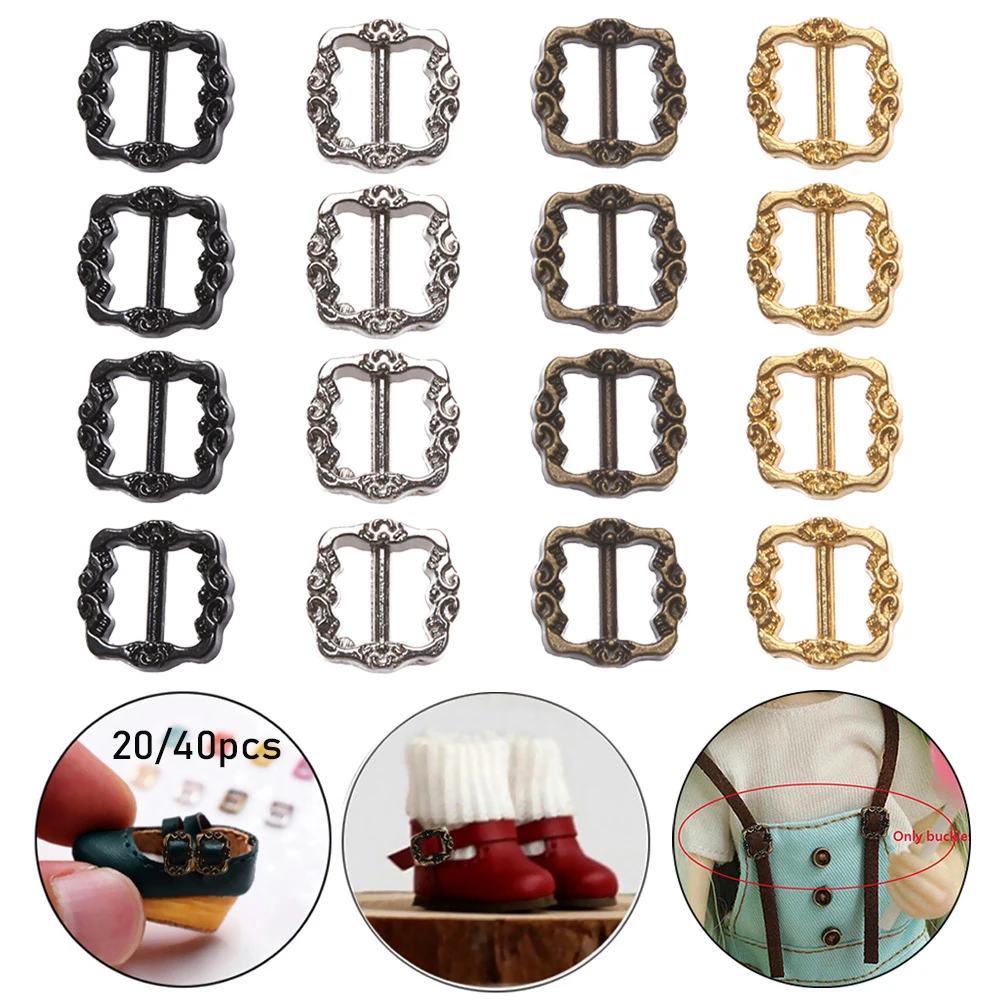 

20/40pcs Newest 4 Colors Mini Ultra-small Pattern Belt Buttons Bags Accessories Diy Dolls Buckles Tri-glide Buckle