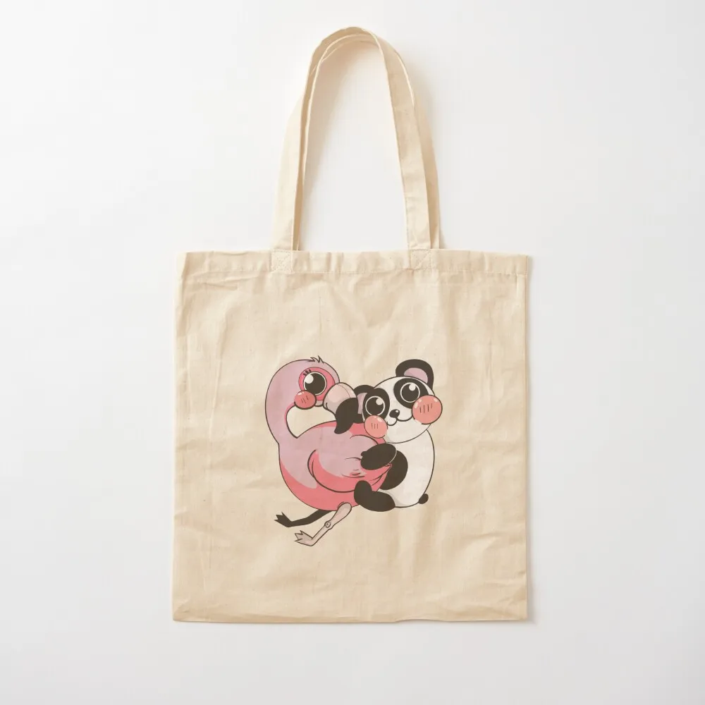 

flamingo and panda love Tote Bag shopper bag women shopping cart bags tote bags aesthetic Canvas Tote Bag