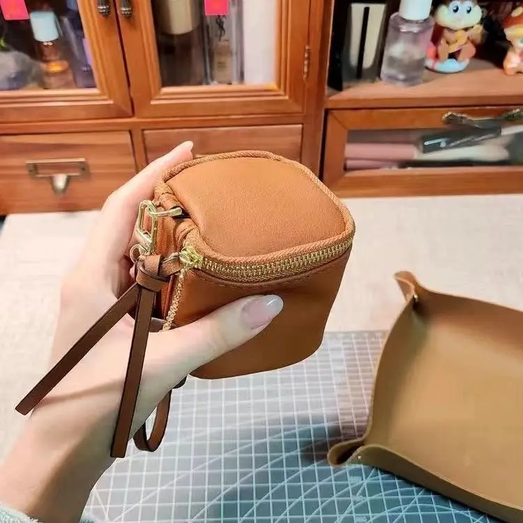 Simple Casual Commuting Pure Color Mini Handheld Headphones Lipstick Storage Card Paper Currency Coin Bag