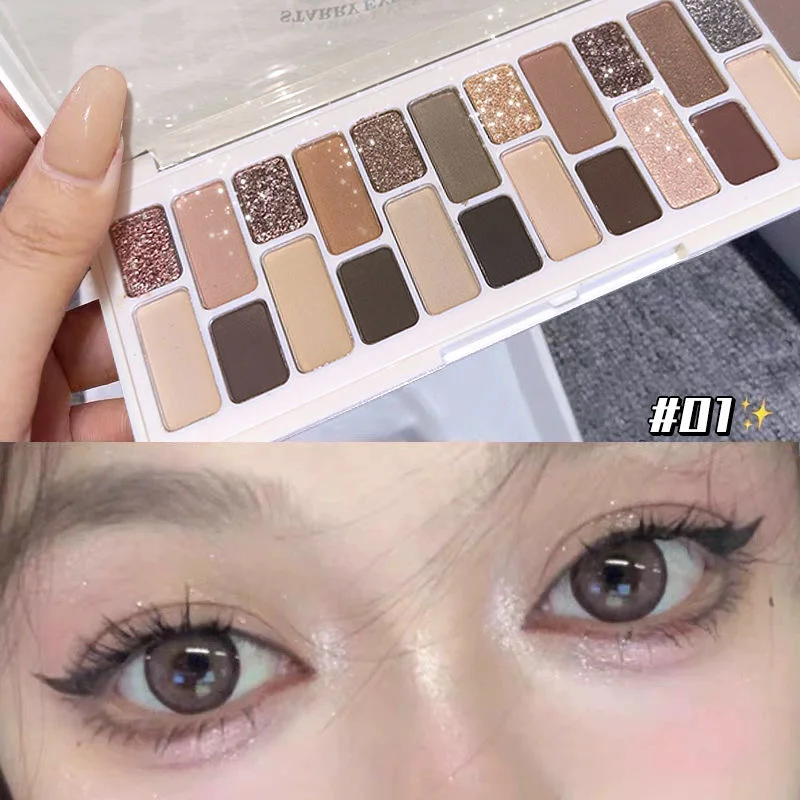 24 色のアイシャドウ パレット、マット ブラウン ヌード マルチカラー アイシャドウ、高演色、防水性と耐汗性、デイリー e