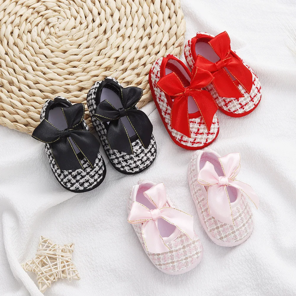 Baby Girls Toddlers Prewalkers Flower Footwear Bow Shoes Infant Soft Bottom First Walkers 0-18M Anti-slip Toddler Shoes