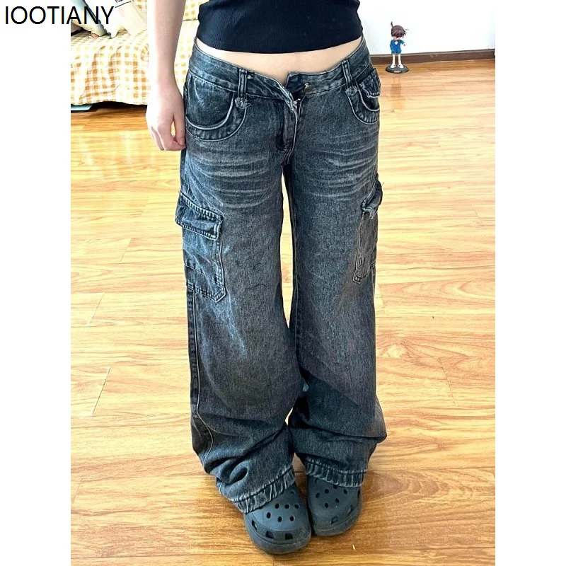 American Retro High Waist Ket Workwear Bell Bot Jeans Women's Summer New Hot Girl Design INS Denim Jeans Casual Pure Color 2025