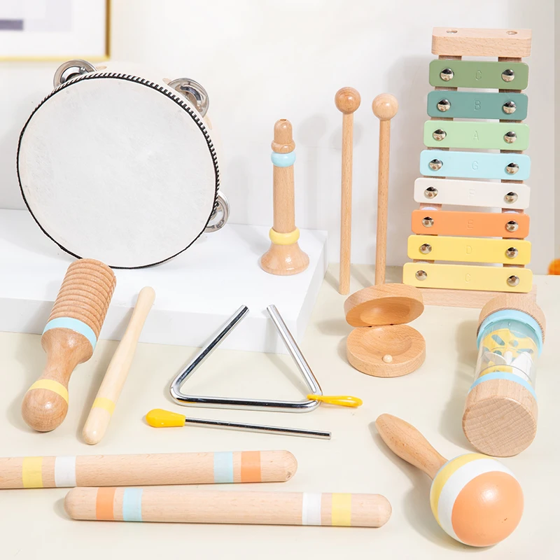 Juguete Musical interactivo juguetes de madera instrumentos de percusión para niños juguetes educativos para edades tempranas regalos de cumpleaños para niños pequeños niña niño