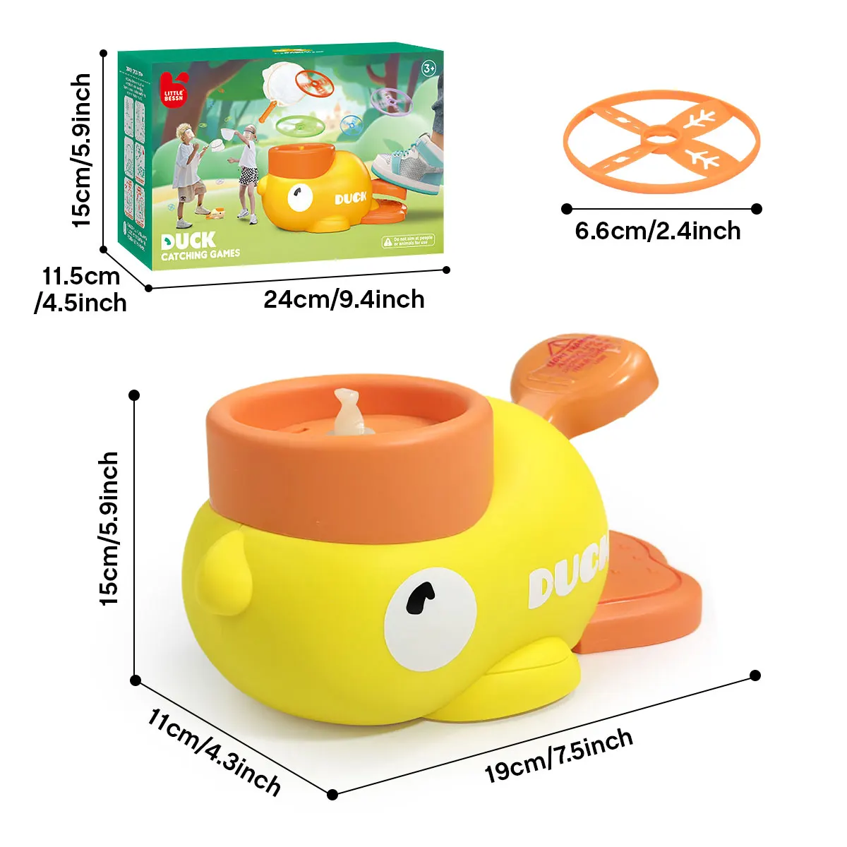 Flying Disc Launcher Kids Toys Set For Ages 3+ | Indoor/Outdoor Throw & Catch Game With 8 Discs | Sports Toys For Hand-Eye