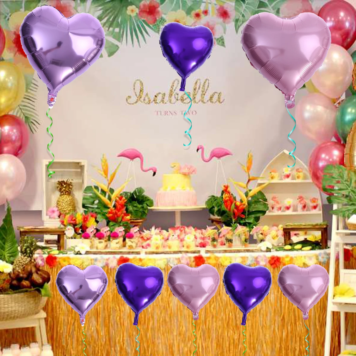

12 Pcs Heart Shaped Balloon Birthday Decoration Number Aluminum Foil Balloons Heart-shaped