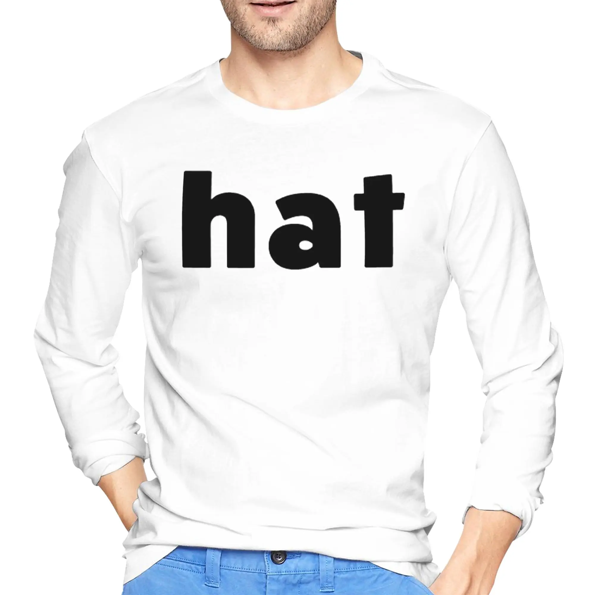 

Мужская футболка с длинными рукавами, которая говорит «Шапка», дышащие футболки с круглым вырезом, весенние и осенние мужские топы