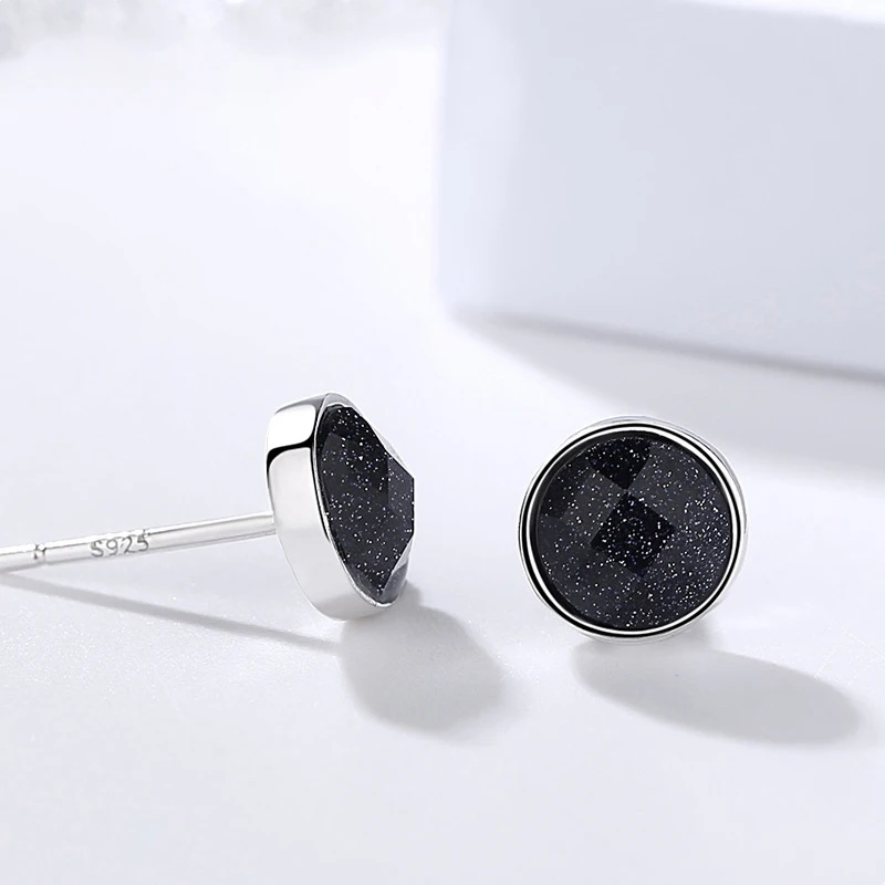 Modian New Arrival 100% 925 Sterling Silver Black Opal Sparkling Stud Earrings For Women Valentine\'s Day Silver Jewelry