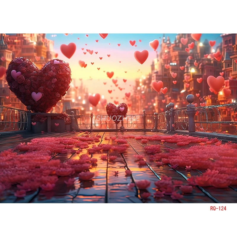 SHUOZHIKE Red Heart-Shaped Creative Confession Scene Background Valentine's Day Love Photo Studio Photography Backdrops RQ-52