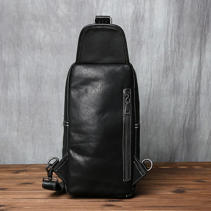 Neue Echtes Leder männer Brust Tasche Handgemachte Top Schicht Rindsleder Umhängetasche Große Kapazität Schulter Tasche Trendy männer tasche NZPJ – Detail 7