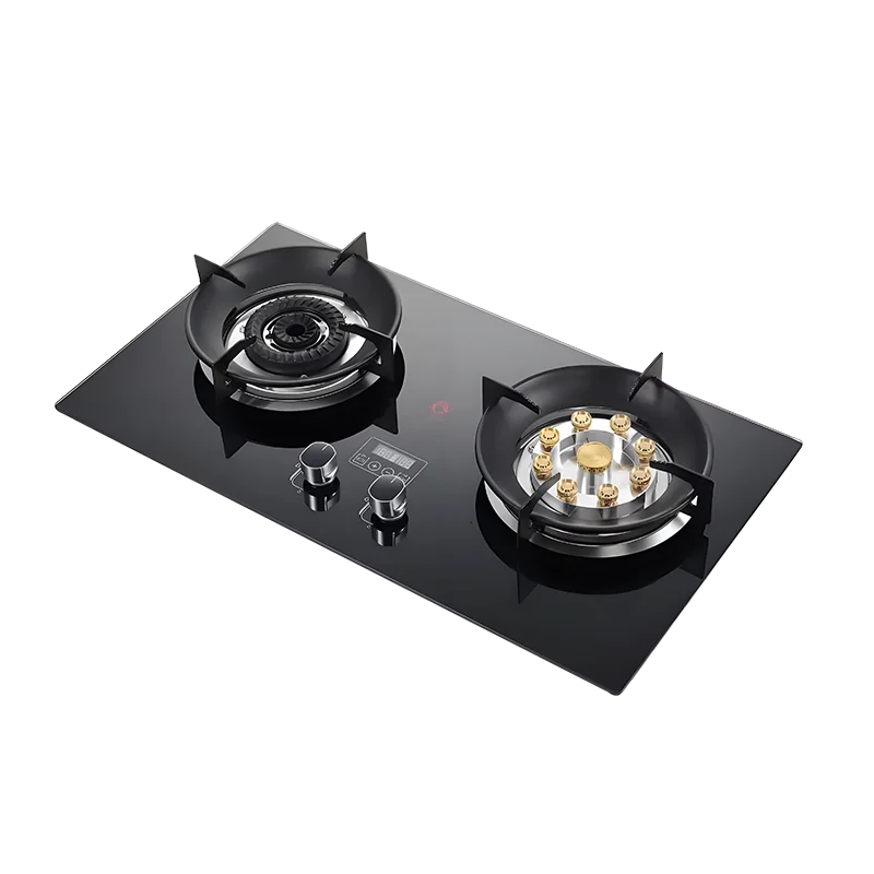 China Manufacturer's 2-Burner Household Tempered Glass Gas Cooktop Embedded LPG/NG Kitchen Cooker Gas Stove