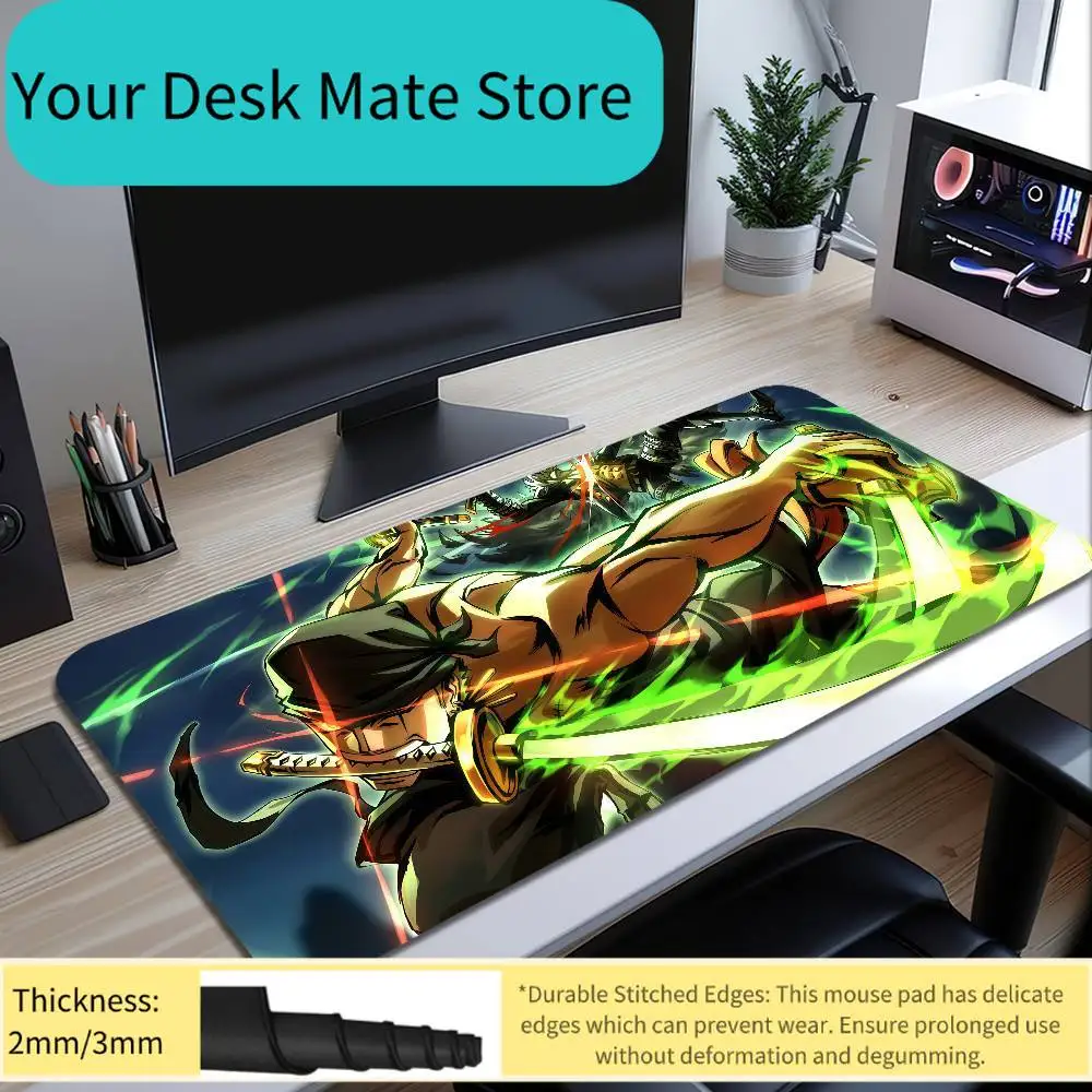 

ONE PIECE Roronoa Zoro Anime Mousepad Large Desk Mat Keyboard Ergonomic Office Rubber PC Non-slip Anti-fray Home Custom Game