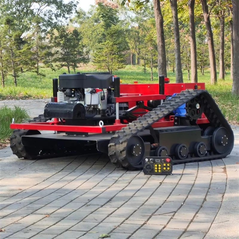 جهاز التحكم عن بعد 200 متر جزازة العشب ، جزازة العشب الروبوتية الأوتوماتيكية ، نوع المسار المضادة للانزلاق صفر دوران جزازة العشب