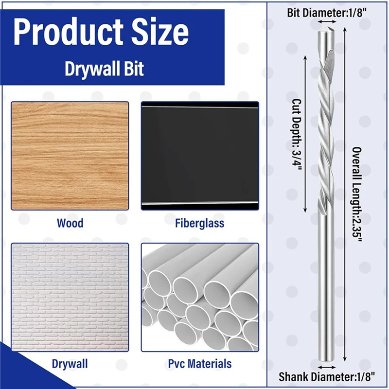 AB11-200 ชิ้น Drywall บิต 1/8 นิ้วเกลียวเลื่อยตัด Bits Drywall คู่มือจุดตัด Bits เครื่องมือสําหรับใช้กับเลื่อยเกลียว