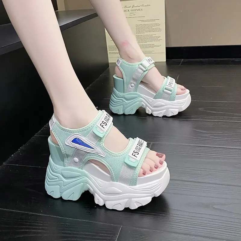 Platform Sandals Women 2022 New Summer Chunky High Heels Female Wedges Shoes for Women Fish Toe Red Sandalia Feminina