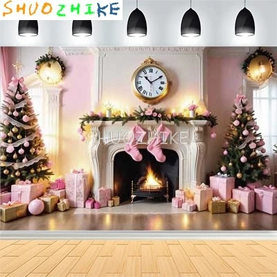 

Рождественский венок, семейный новогодний вечерние фон для фотосъемки, реквизит, окно, гостиная, рождественская елка, подарок, снежный фон VN-14