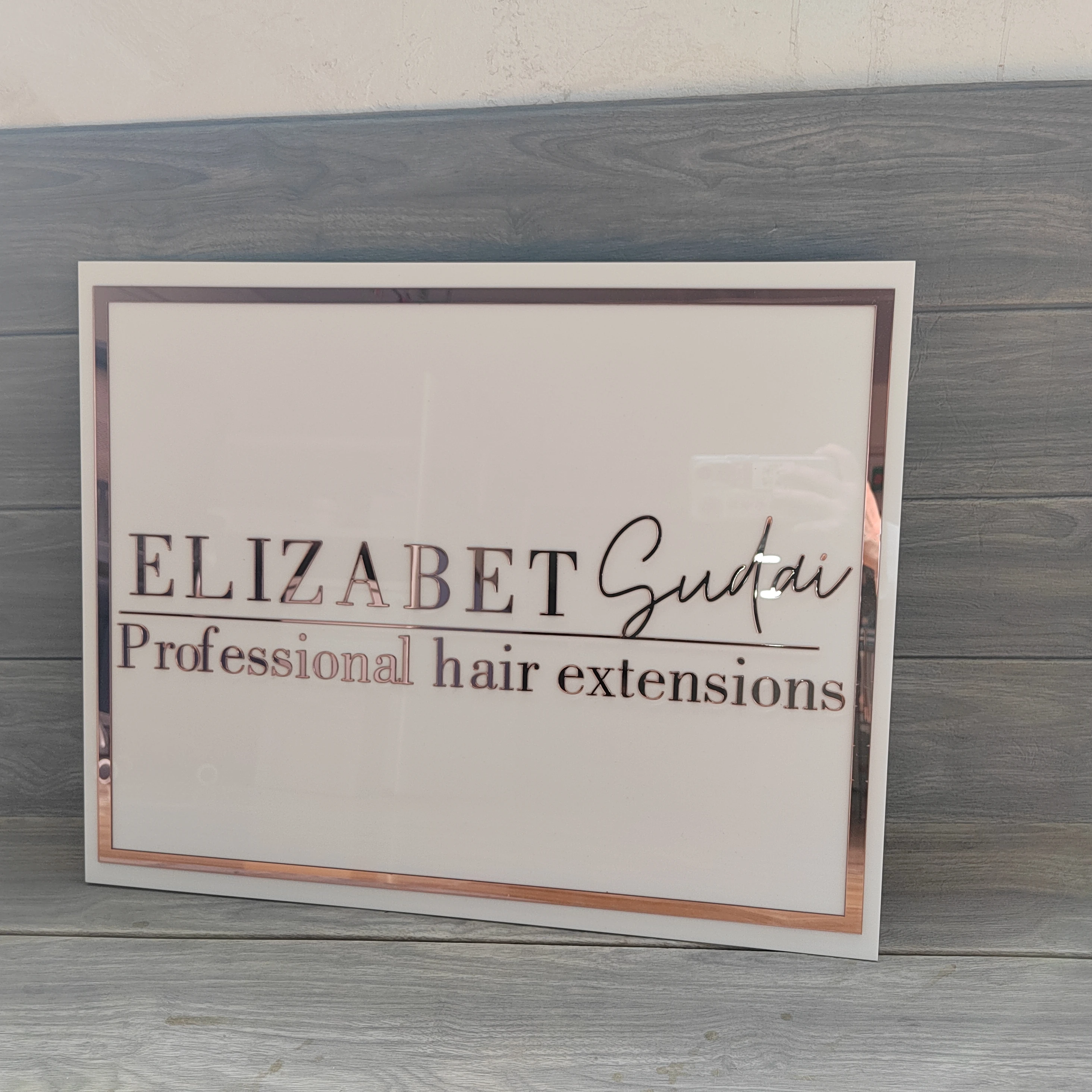 Custom Acrylic Mirror Gold salon sign business name sign Salon signage 3D acrylic room sign rose pink and rose gold sign