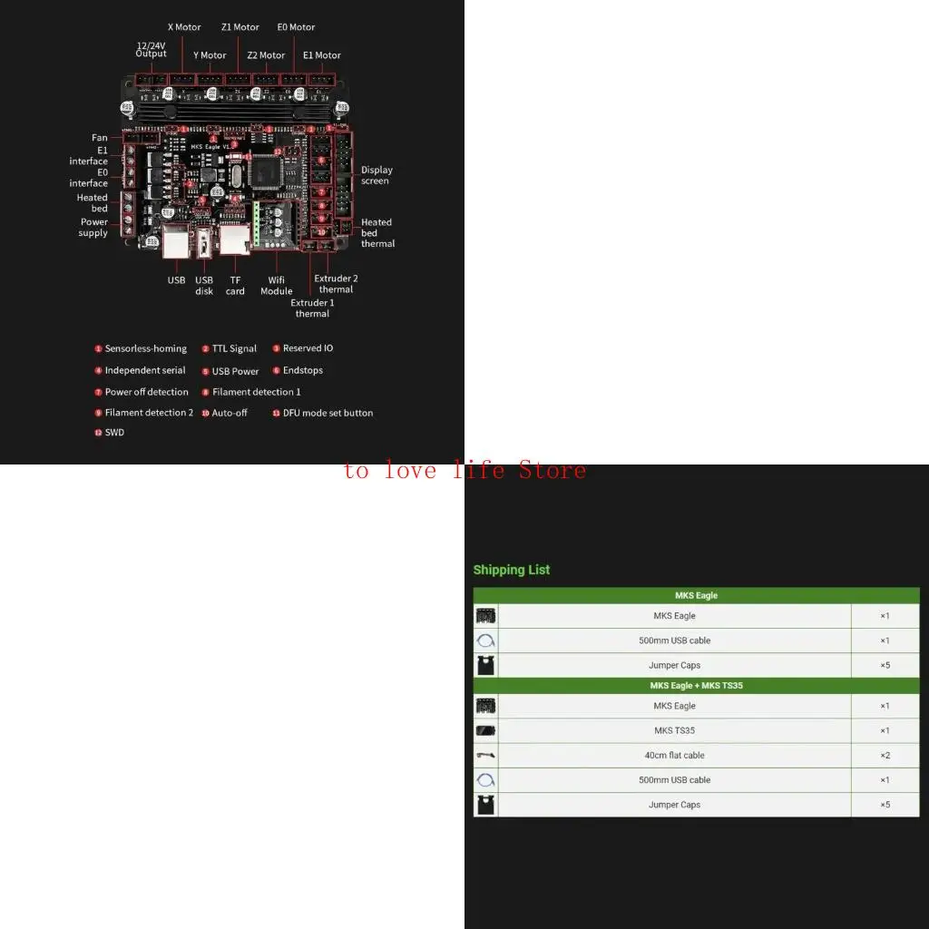 

MKS 32 -битная плата управления TS35 Экран Принтер Mainboard TMC2209 UART USB Print