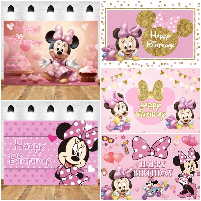 

Disney Mickey Minnie Mouse Backdrop Kids Birthday Party Decor Photography Background Newborn Baby Shower Photo Photographic Prop
