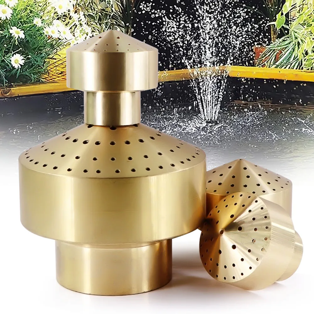 Boquilla de fuente de latón de 1/4 ", 1/2", 3/4 ", 1 ", 1,5", 2 ", decoración de patio y jardín al aire libre, aspersores rectos con chorro de estanque en forma de boquilla