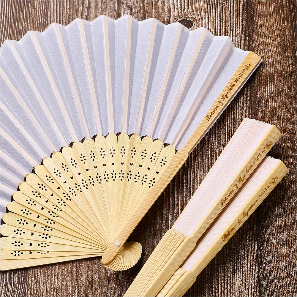 Imagem -05 - Ventilador de Mão Dobrável Branco Personalizado Gravado Elegante para Casamento Casamento e Mariage 3070 Pcs