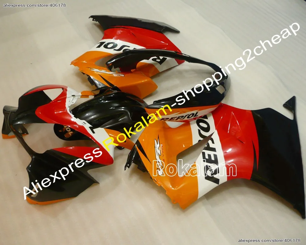 For Honda VFR-800 02 03 04 05 06 07 08 09 10 11 12 VFR 800 VFR800 VF R800 Orange Red Black Bodywork Fairing (Injection Molding)