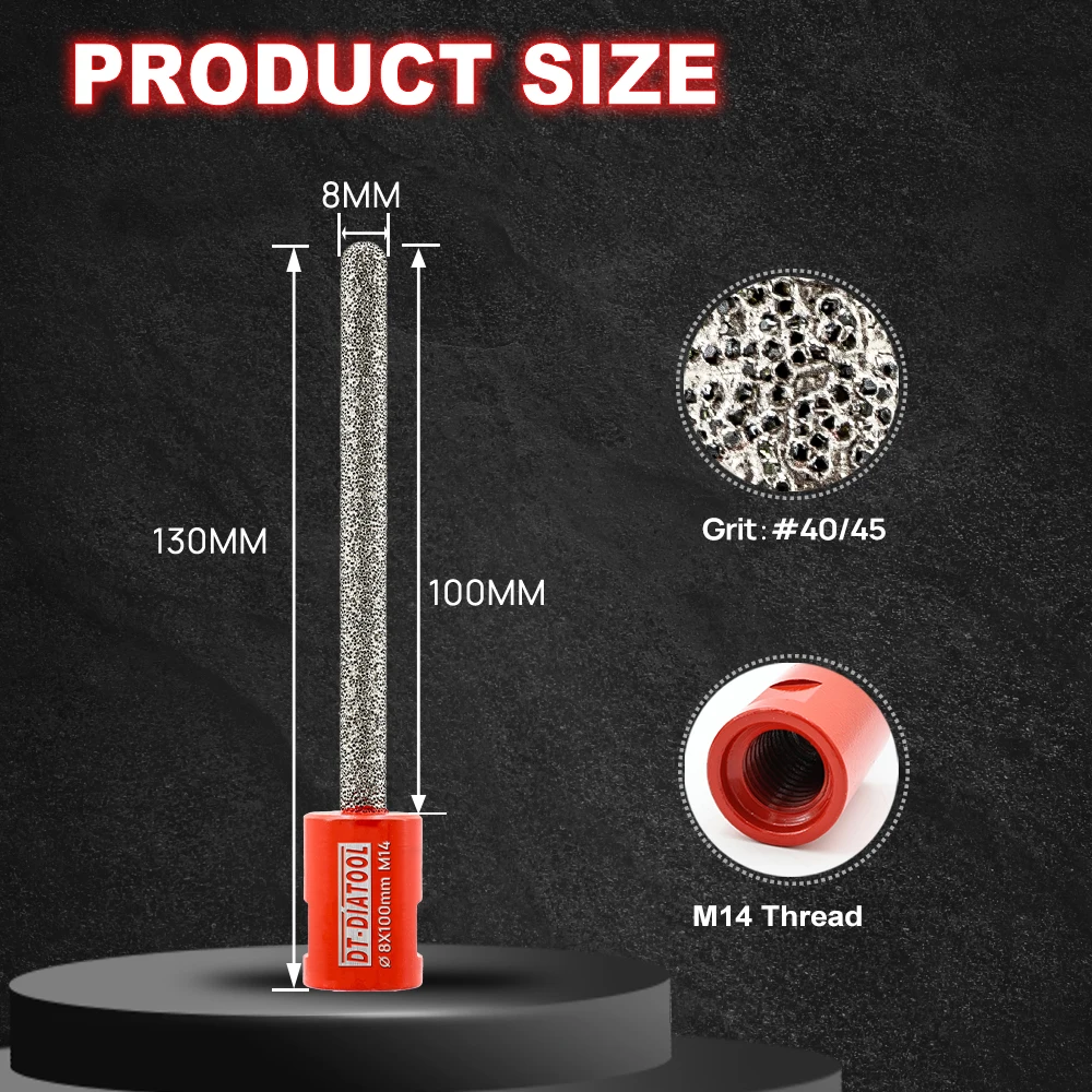 DT-DIATOOL 1pc Dia 8mm Diamond Mortar Raking Bits Coarse For Mortar Raking Brick Removal Vacuum Brazed Removal finger Bits