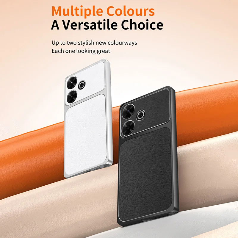 

Leather Back Covers with Lychee Texture for Shock Protection for Xiaomi Redmi Note13R Mobile Phone Lambskin Anti-yellowing Cases