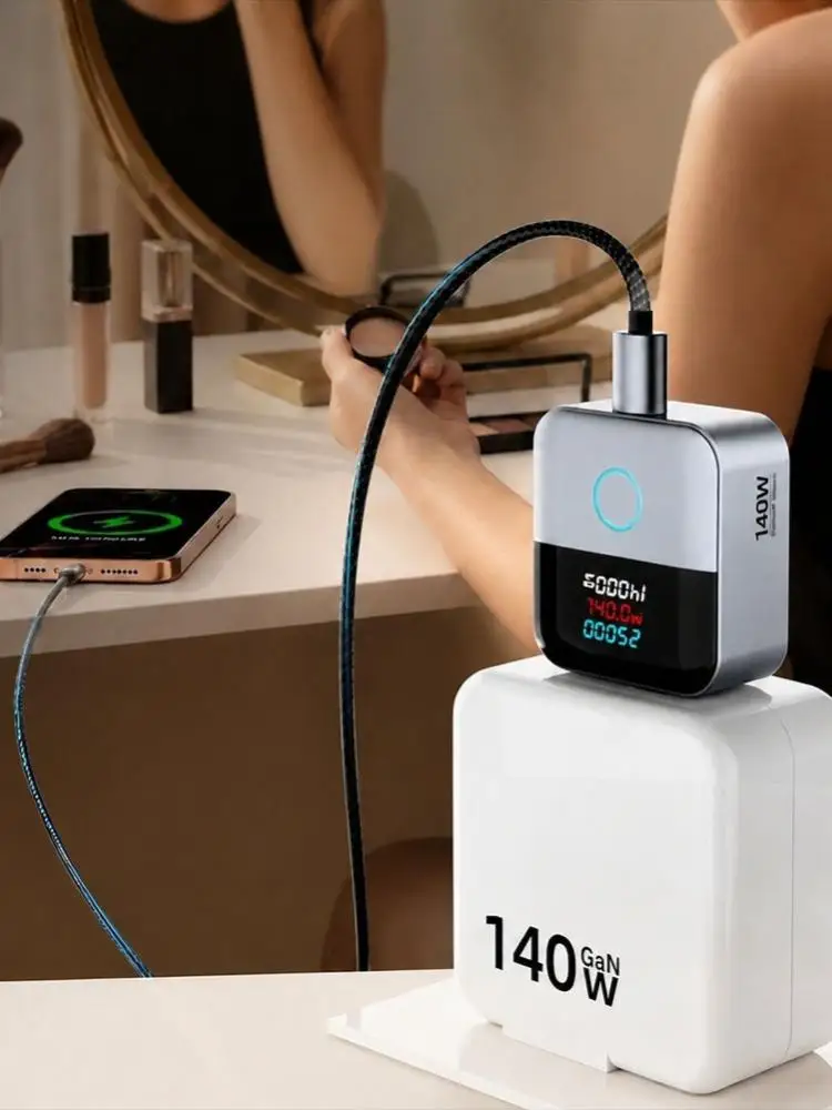 140W Smart Full Charge Schnellladegerät mit Trennfunktion, Intelligenter Automatischer Abschaltung, Typ-C Schnellladekabel mit Überladeschutz