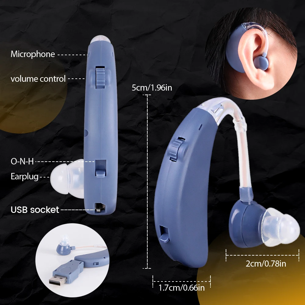 Elderly Hearing Aid Rechargeable Digital Hearing Aids BTE Deafness Hearing Loss Sound Amplifier Wireless The Listening Device