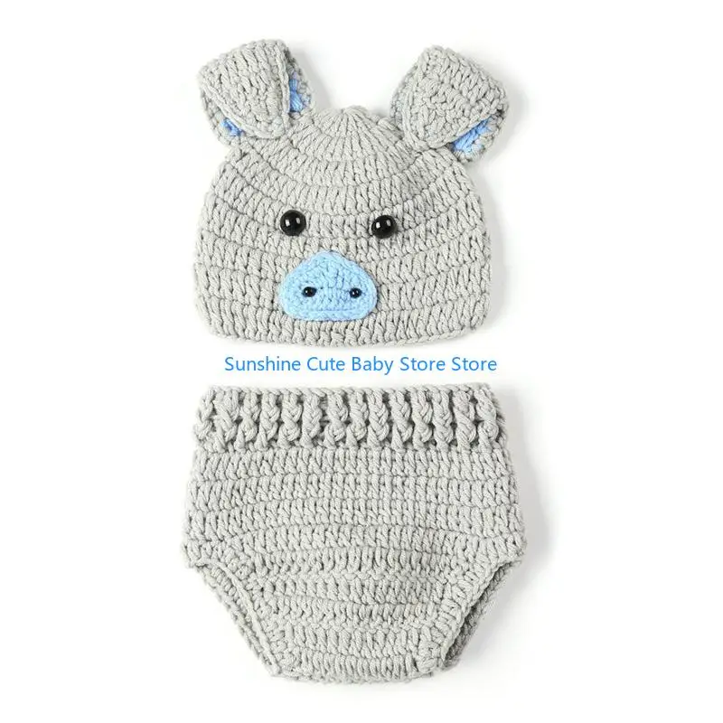 

C5AF Baby Pig Costume Newborn Photography Props Crochet Baby Photo Clothes
