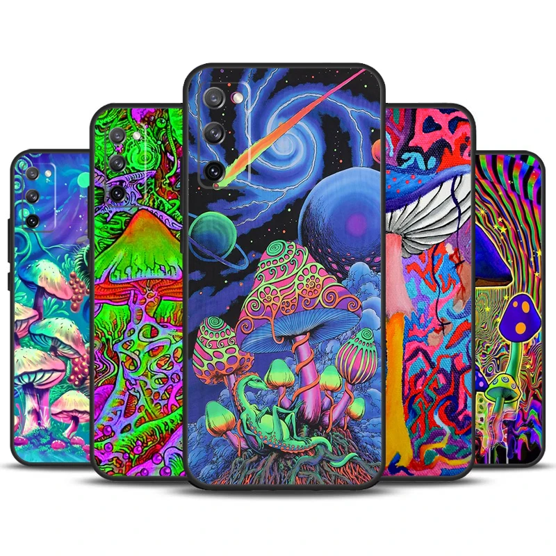 Mushrooms Psychedelic Funda For Samsung Galaxy S23 Ultra S22 Plus S20 S21 FE S8 S9 S10 Note 10 20 S24 Ultra Case