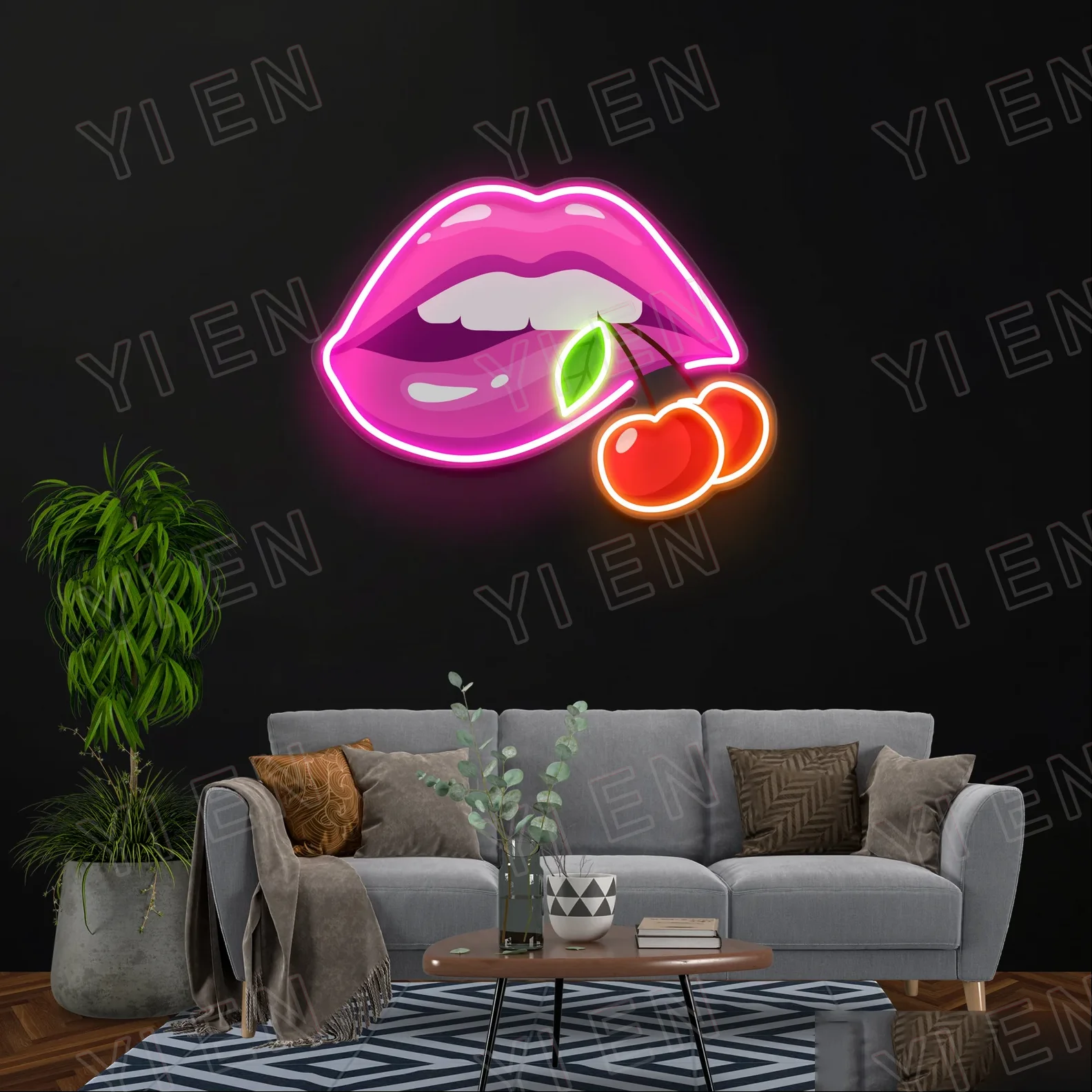 Neon Lips Sign Acrylic Art - Handmade LED Neon Light Lip Wall Decor - Customizable Neon Sign for Unique Home Decor