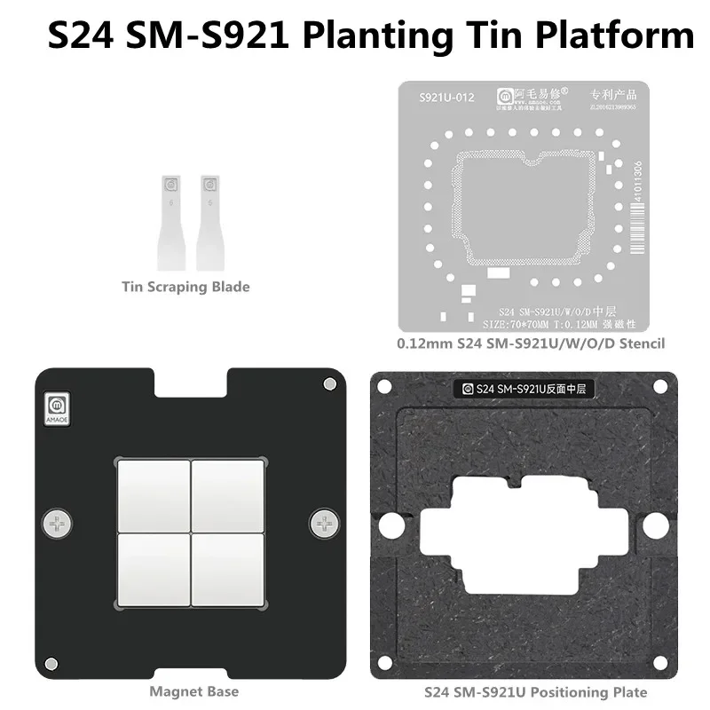 AMAOE 0.12mm BGA Reballing Stbbles Modèle pour SAMSUNG SM-S921U /W/O/D bain plantation magnétique 18/plate-forme ensemble