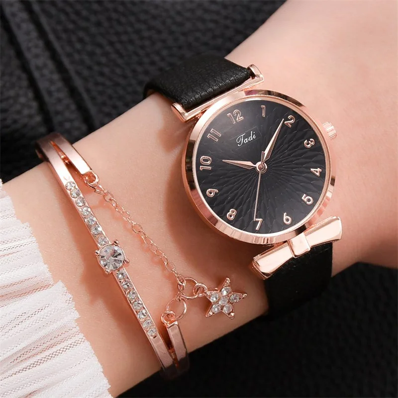 2pcs Set Luxury Women Bracelet Quartz Watches For Women Leather Watch Ladies Sports Dress Wrist Watch Clock Relogio Feminino