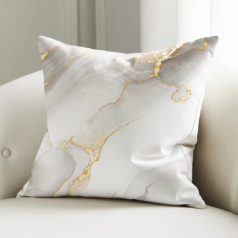 

Silver Gold Marble Pillow Cover, Luxury Pattern Cushion Case, Modern Sofa Bedroom Decor Accent Pillow