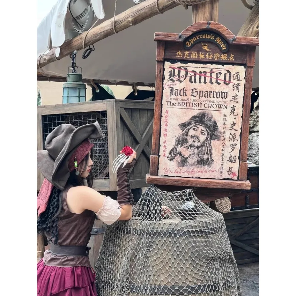 زي القراصنة المرأة مثير المرأة القراصنة رومبير فستان الزي مع قبعة حزام باندانا مشد الملحقات