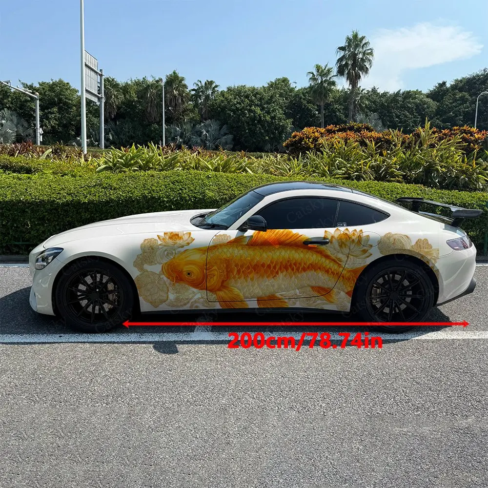 2pcs Gilded Koi Water Ripple Realm , Durable, Fade-resistant, Enhance Vehicle Aesthetics With Bold Artistic Design