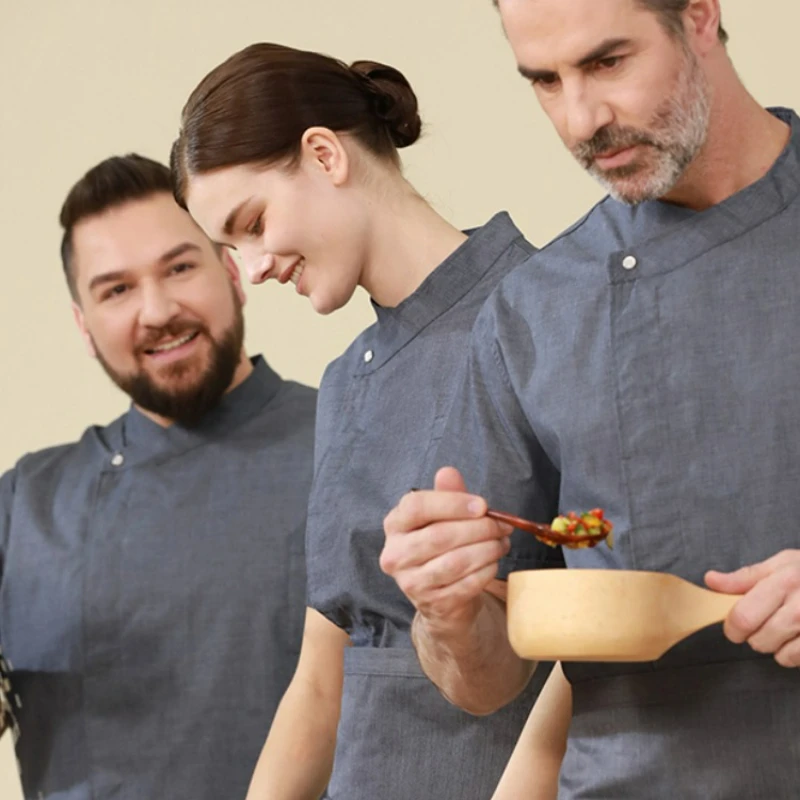 Manteau de Chef pour femmes, manches courtes, pâtisserie, Dessert, magasin de gâteaux, boulanger, veste de cuisinier blanche