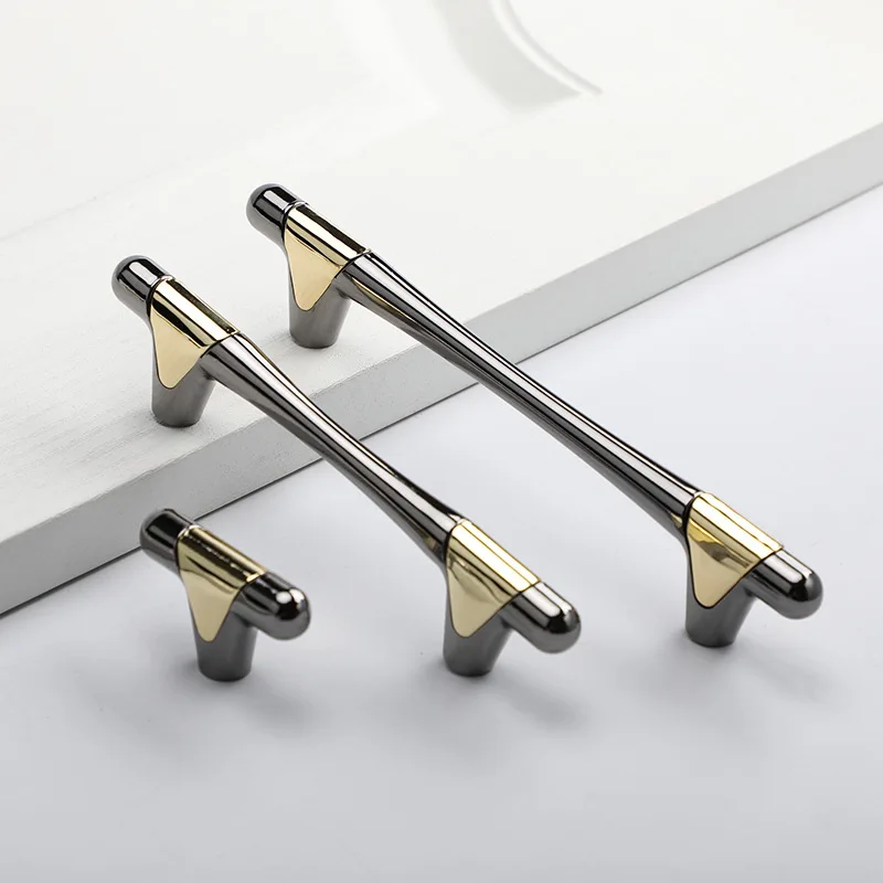 Einfacher Schuhschrank-Türgriff, Badezimmerschrank, Schwarzgold, ganz in Schwarz, nordische Schublade, Kleiderschrank, Kommode, Griff im europäischen Stil