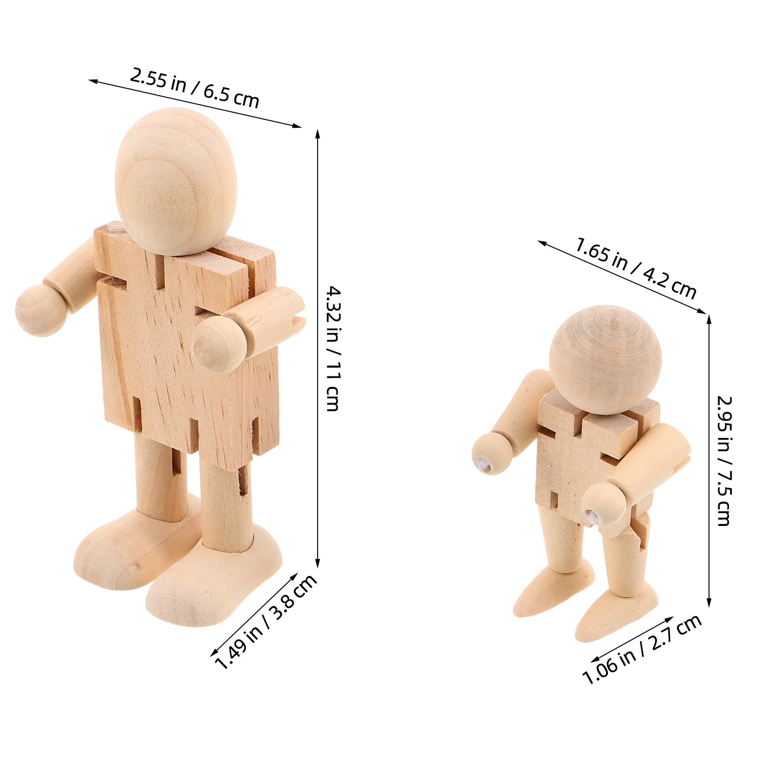 10Pcs Blank Wooden Peg People Robot Statues Unfinished Craft Figures for DIY Painting Sculpture Making Learning Fine Motor