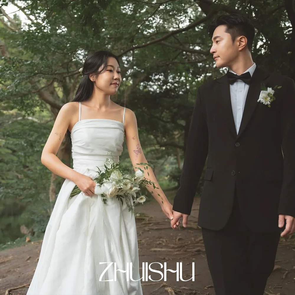 

ZHUISHU Spaghetti Straps Korean Wedding Dresses Simple Elegant Bride's Party Gown for Self-Wedding Photo Shoot Customized