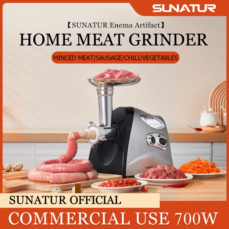 

SUNATUR 700w Electric Meat Grinder Garlic Chopper Food Crusher beef mincer Sausage Stuffing Machine Commercial automatic mill