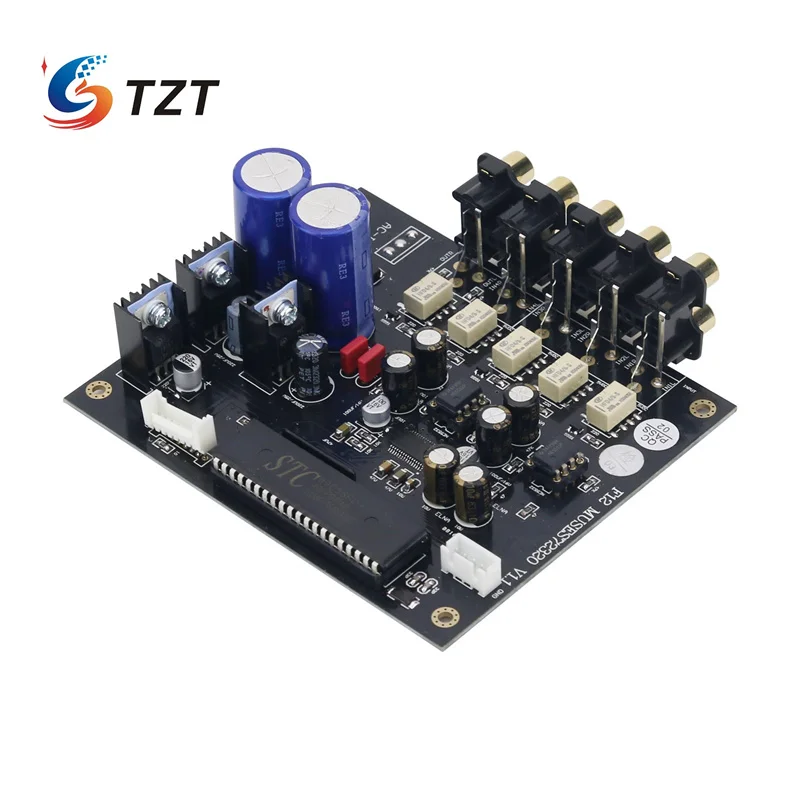 TZT F12 muse72320 pengendali Volume papan Preamplifier Level penggemar pengendali jarak jauh IR dengan layar OLED 2.08 inci